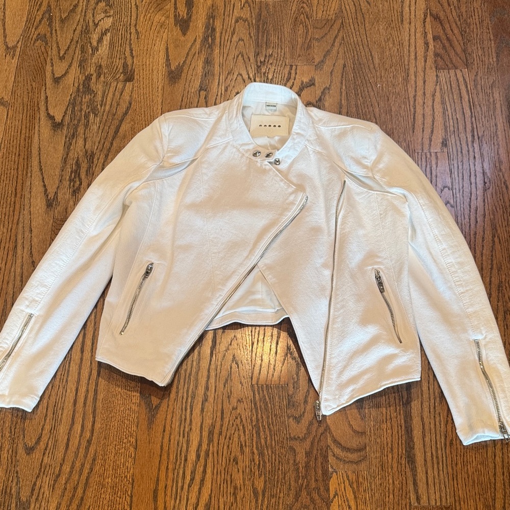 Blank NYC White Cropped Moto Jacket